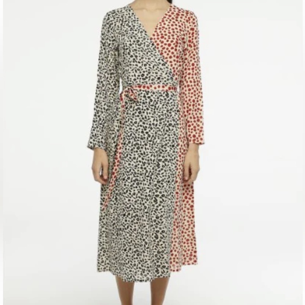 Compania Fantastica Patchwork Wrap Dress - White/Red/Black